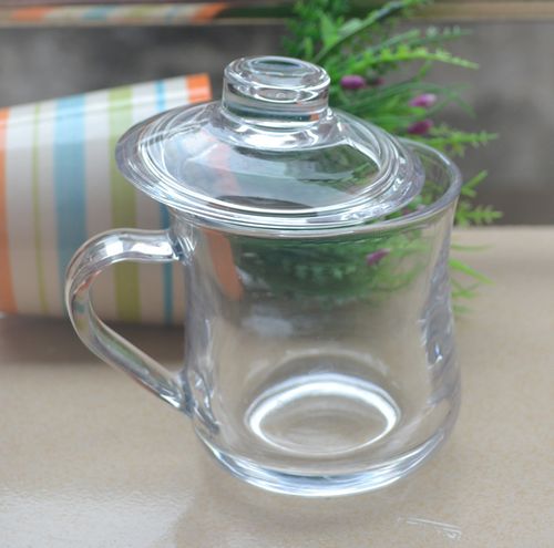 批發(fā)玻璃帶蓋茶飲杯300ml帶手柄茶飲杯辦公室耐熱玻璃帶把水杯示例圖8