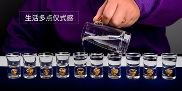 鑲金箔玻璃白酒分酒器茅臺杯酒具套裝禮盒