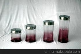 【工廠供應噴色系列廚房用玻璃儲物罐四件套】價格,廠家,圖片,其他玻璃包裝容器,淄博治德輕工制品-